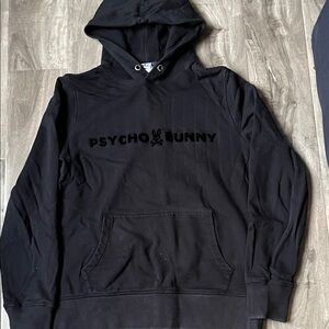 Psycho Bunny Black Pullover Hoodie with Tonal Logo